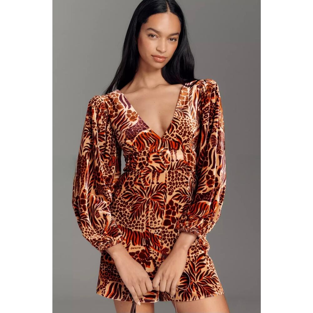 NWT Farm Rio x Anthropologie Long-Sleeve Printed Romper. Size XS. Ret $ 248